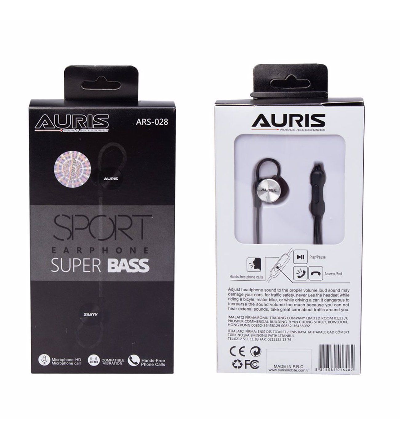 Auris Mikrofonlu Kablolu Kulakiçi Kulaklık ARS-030