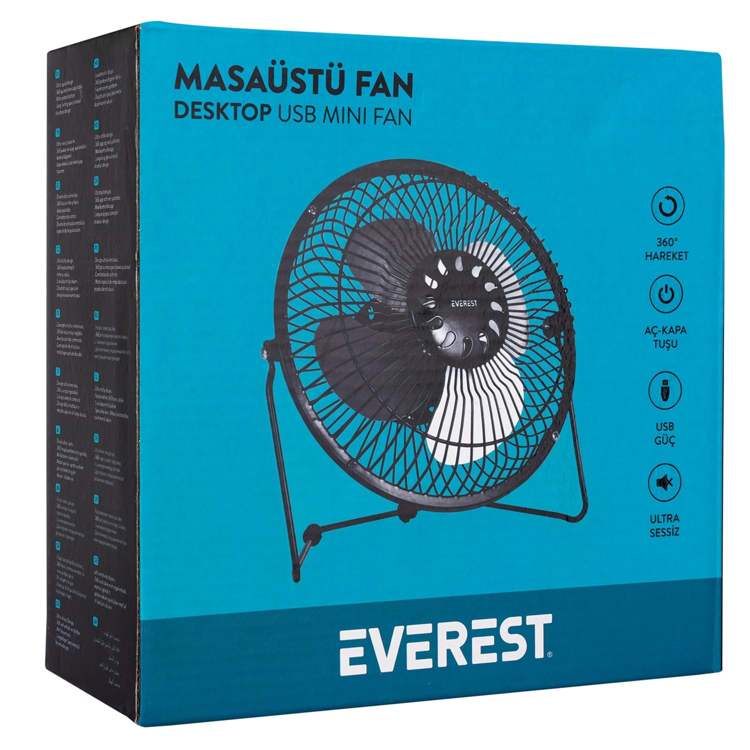 Everest EFN-487 6 İnç Masaüstü Metal Siyah Usb Fan
