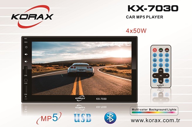 Korax KX-7030 7ınç Double Usb Sd Aux Fm Bluetooth Mıc Oto Teyp