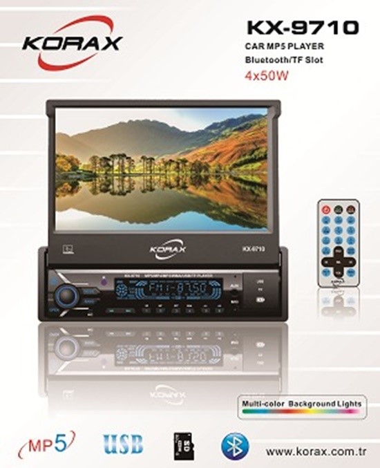 Korax KX-9710 Oto Teyp 7 inç Indash Usb Bluetooth Play Oto Teyp