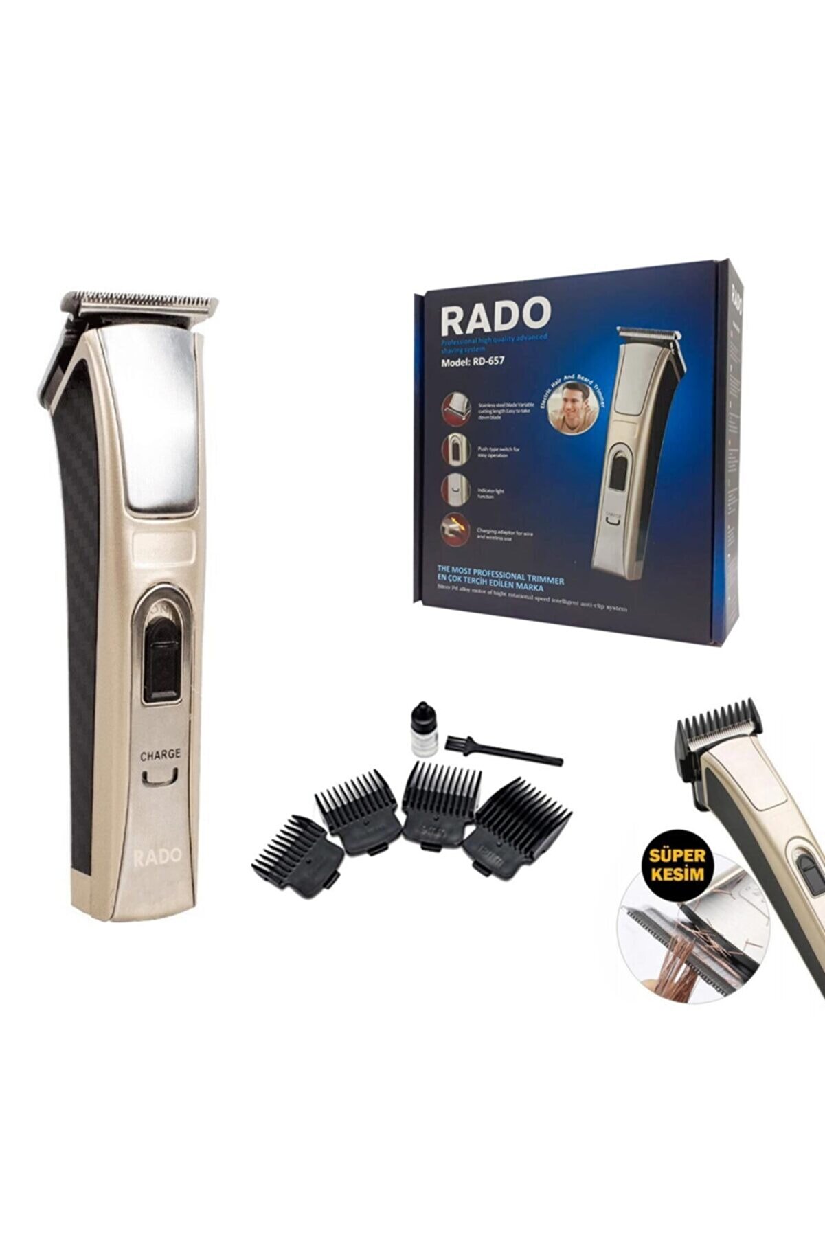 Rado Rd-657 Şarjlı Saç Sakal Tıraş Makinesi Krom Çelik