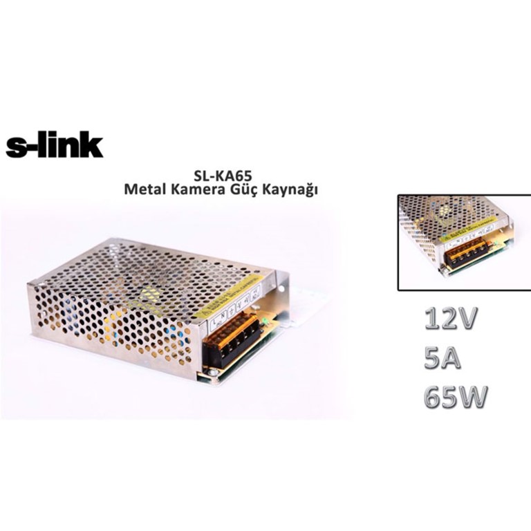 S-Link SL-KA65 12V 5A 65W Metal  Kasa  Adaptör