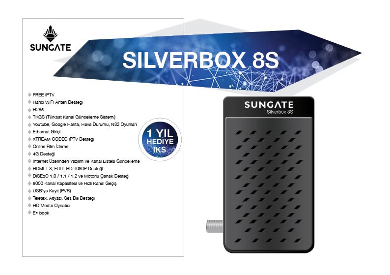 Sılverbox 8s İp Tv Ethernetli İp Tv Full Hd Mini Uydu Alıcısı