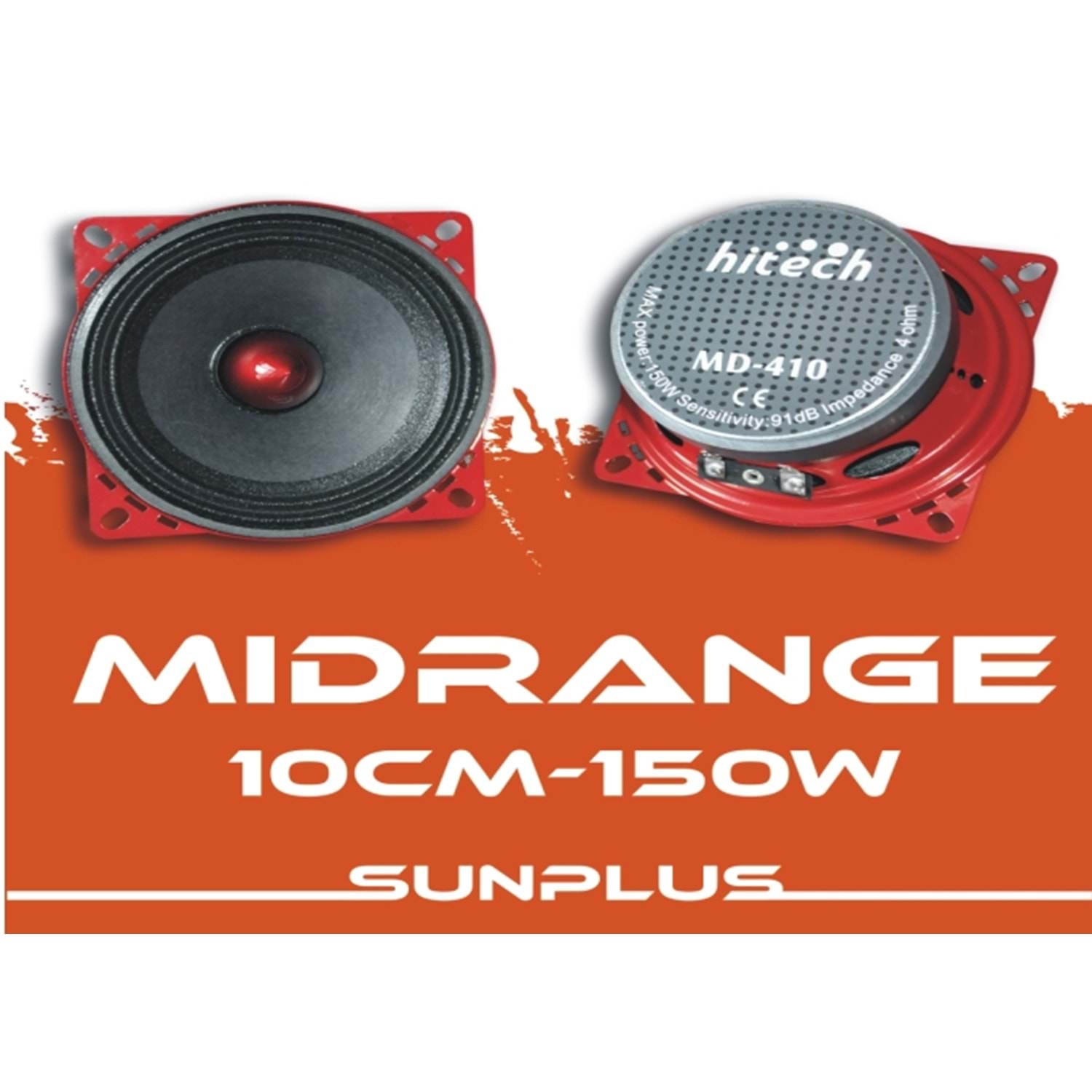 Sunplus MD-410 10 Cm 150 Watt Midrange Oto Hoperlör (2'li Takım)