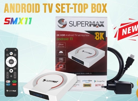 Supermax SMX 11 8K HDR Android 11 TV 2GB RM 16GB Flash  Supermax Uydu Alıcı