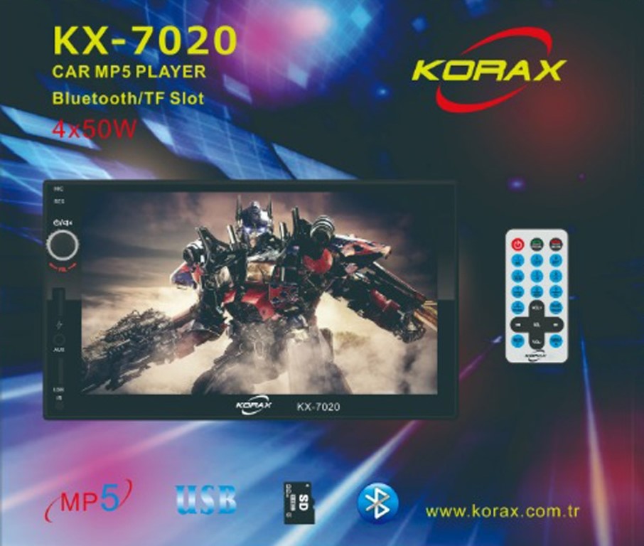Korax KX-7020 Full Dokunmatik Double Teyp Direksiyon Kumandalı