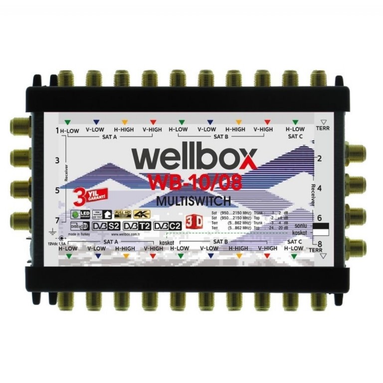 Wellbox 10/8 (Kaskatlı& Sonlu)Merkezi Sistem Uydu Alıcı santral