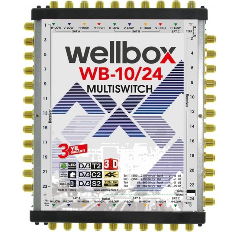 Wellbox 10/24 (Kaskatlı & Sonlu ) Merkezi Sistem Uydu Alıcı santral