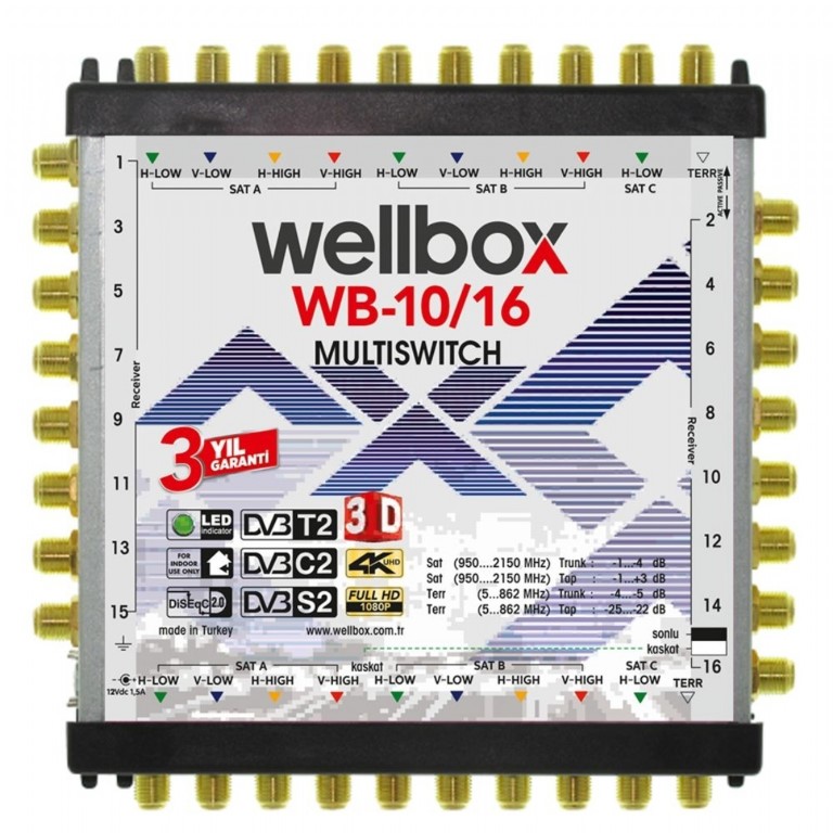 Wellbox 10/16 Kaskatlı Ve Sonlu Merkezi Sistem Uydu Alıcı santral