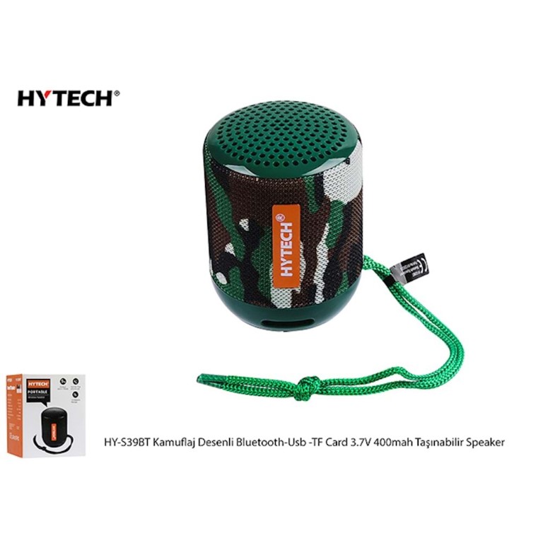 Hytech HY-S39BT Kamuflaj Desenli Bluetooth-Usb -TF Card 3.7V 400 mAh Taşınabilir Speaker