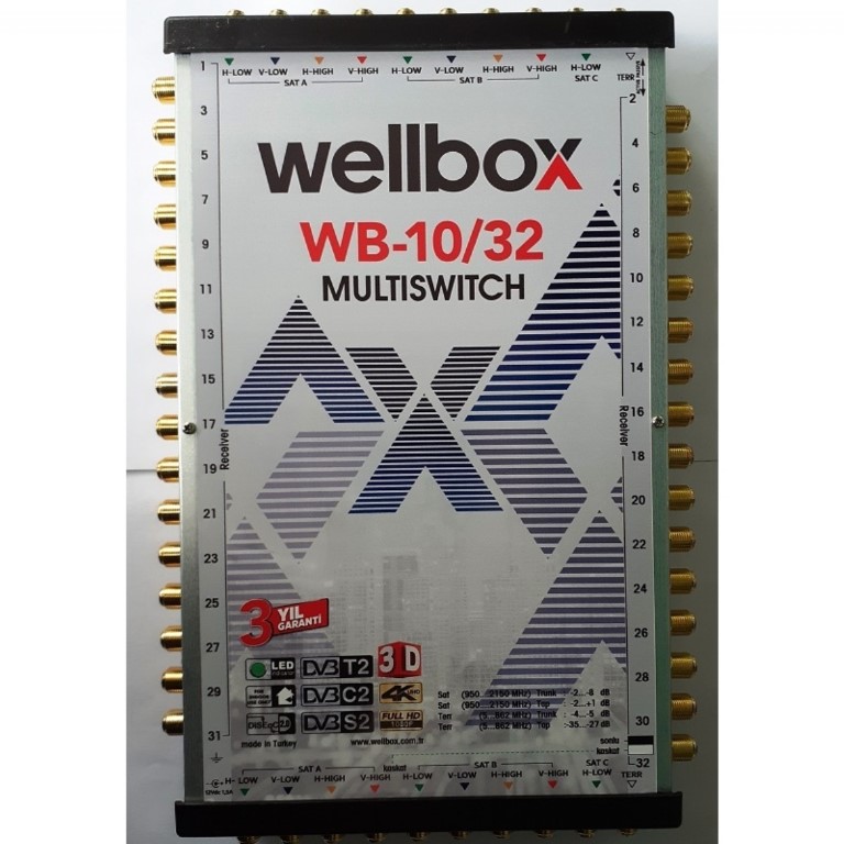 Wellbox 10/32 (Kaskatlı & Sonlu ) Merkezi Sistem Uydu Alıcı santral