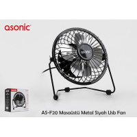 Asonic AS-F20 Masaüstü Metal Siyah Usb Fan